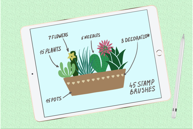 succulents-and-pots-stamp-brushes-for-procreate