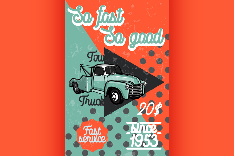 color-vintage-car-tow-truck-poster