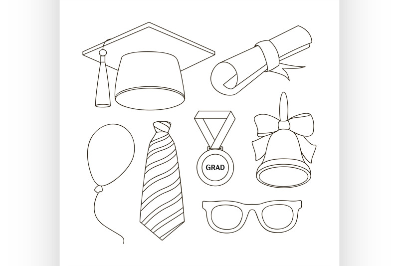 graduation-elements-set