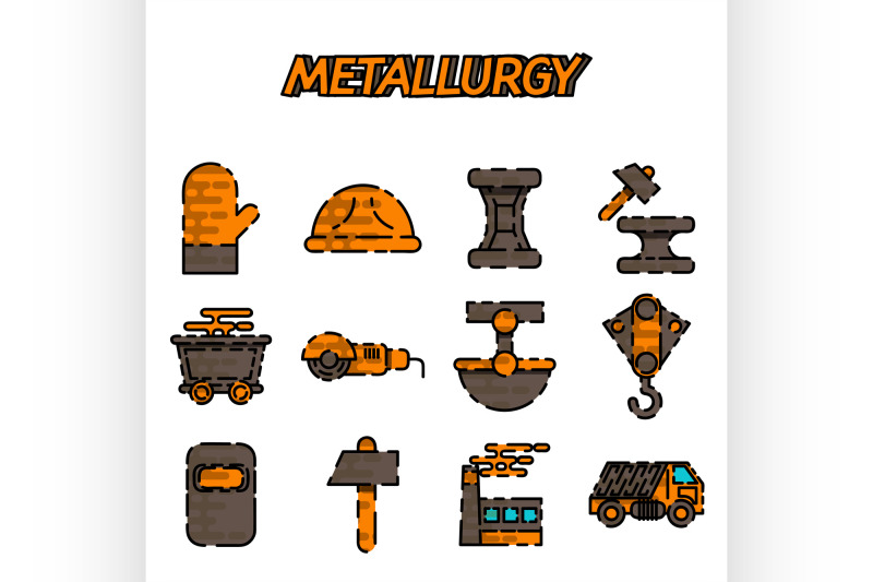 metallurgy-flat-icon-set