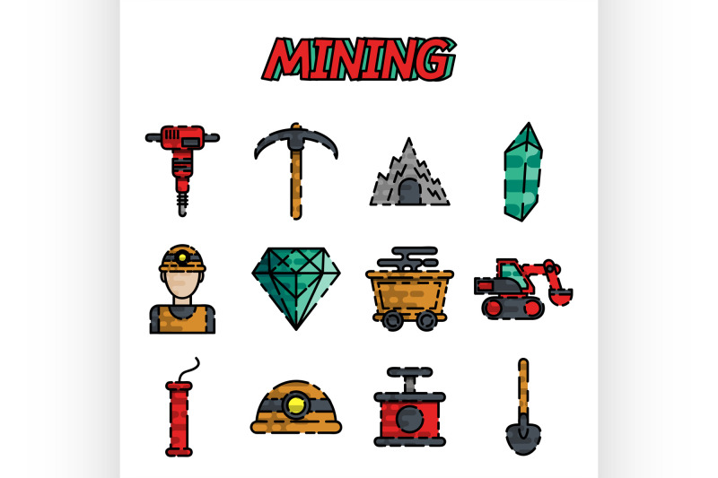 mining-flat-icon-set