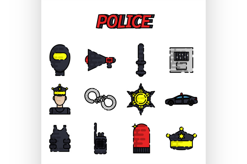 police-flat-icon-set