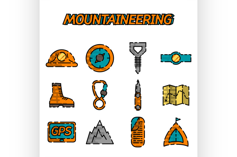 mountaineering-flat-icon-set