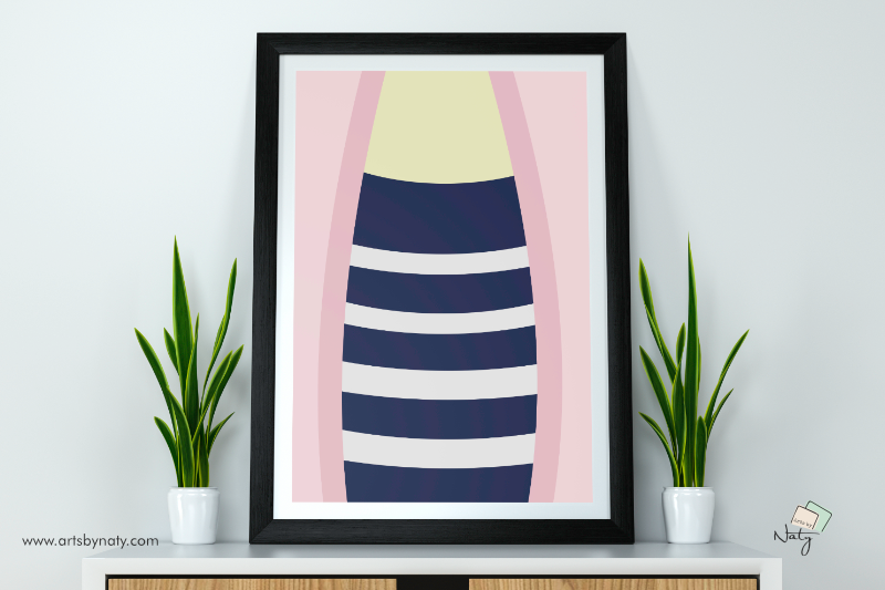 fashion-pink-and-navy-blue-stripes-printable-wall-art