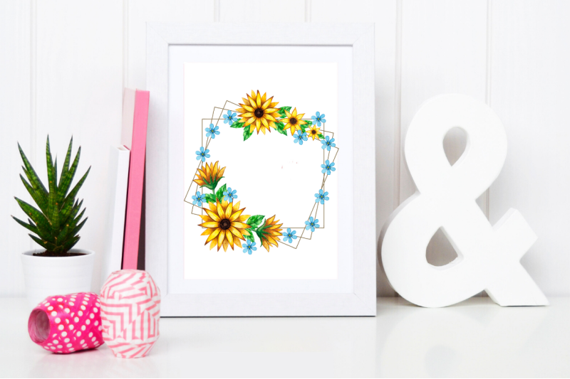 sunflower-frames-frames-watercolor-clipart