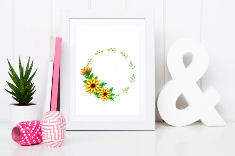 geometric-sunflower-floral-frames-clipart