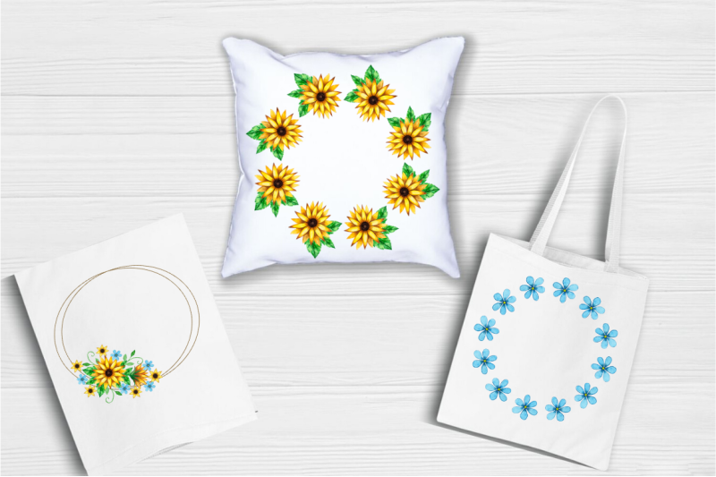 geometric-sunflower-floral-frames-clipart