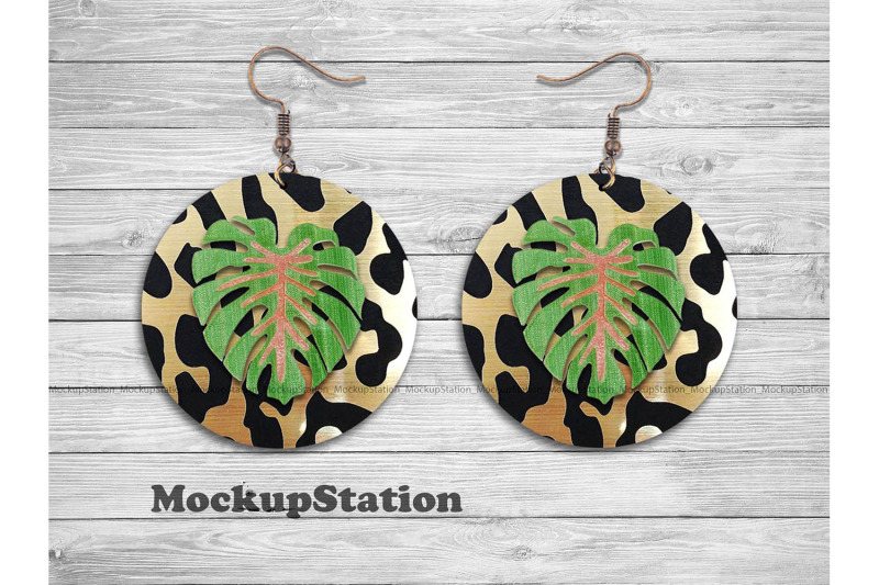 leopard-tropical-round-earring-sublimation-png-design