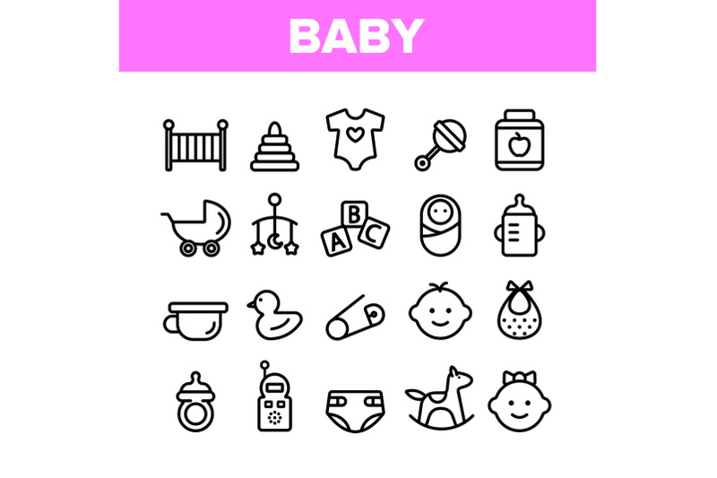 collection-baby-toys-and-elements-vector-icons-set