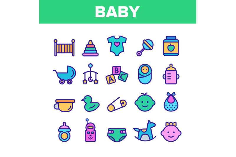 collection-baby-toys-and-elements-vector-icons-set