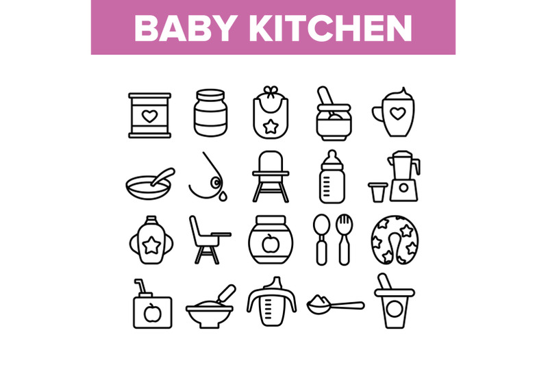 baby-kitchen-collection-elements-icons-set-vector