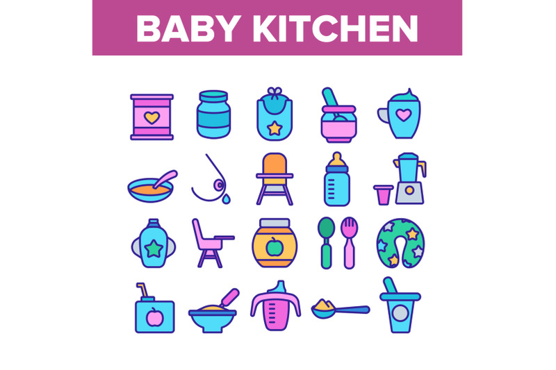 baby-kitchen-collection-elements-icons-set-vector