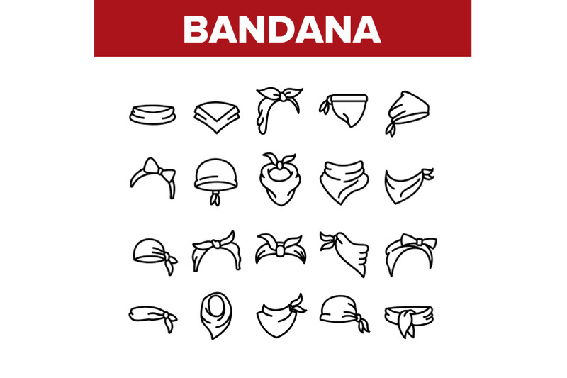 bandana-hats-collection-elements-icons-set-vector