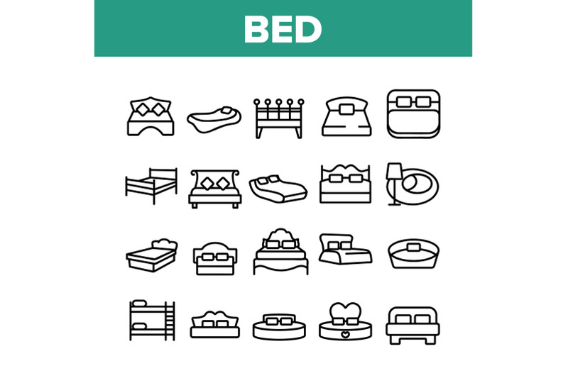 bed-bedroom-furniture-collection-icons-set-vector