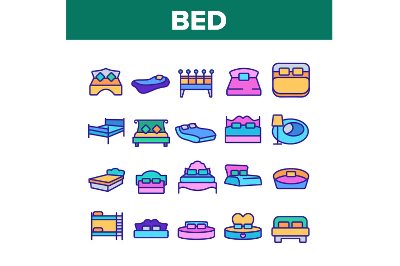 bed-bedroom-furniture-collection-icons-set-vector