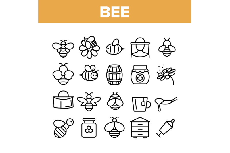 bee-and-honey-collection-elements-icons-set-vector