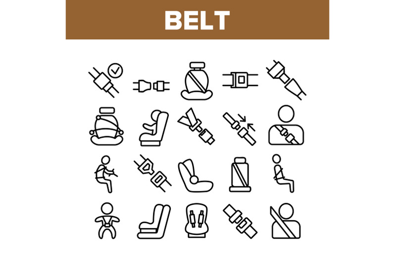 belt-safety-equipment-collection-icons-set-vector