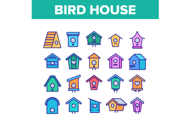 bird-house-collection-elements-icons-set-vector
