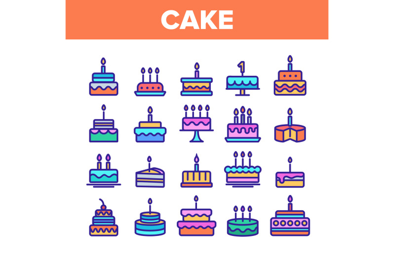 color-birthday-cake-sign-icons-set-vector