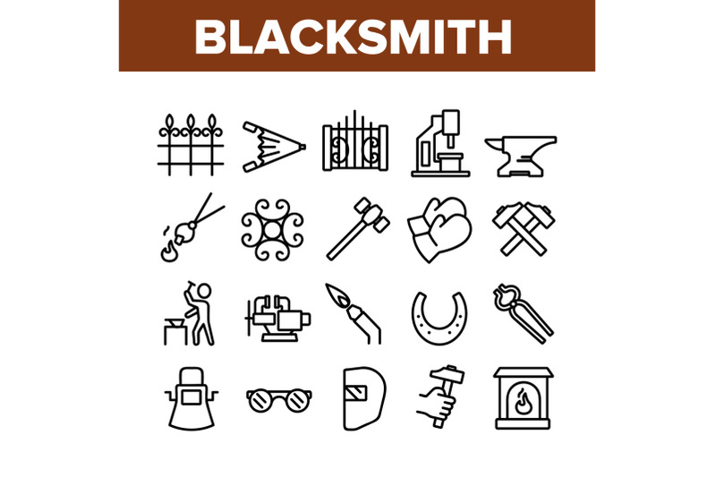 blacksmith-collection-elements-icons-set-vector