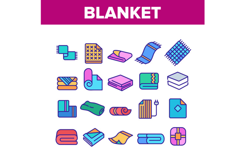 blanket-and-towel-collection-icons-set-vector