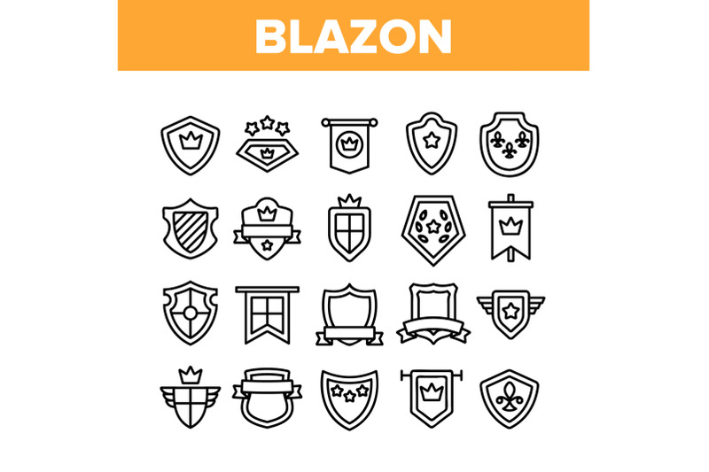 blazon-shield-shapes-collection-icons-set-vector