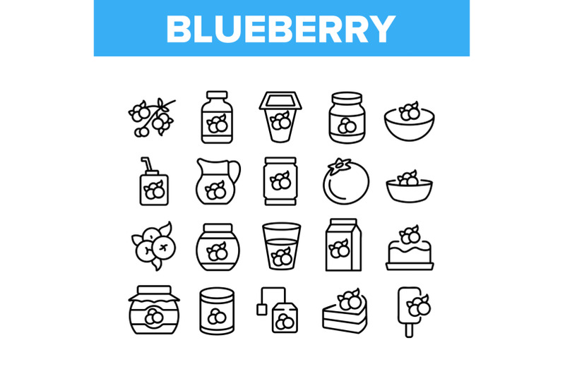 blueberry-berry-food-collection-icons-set-vector