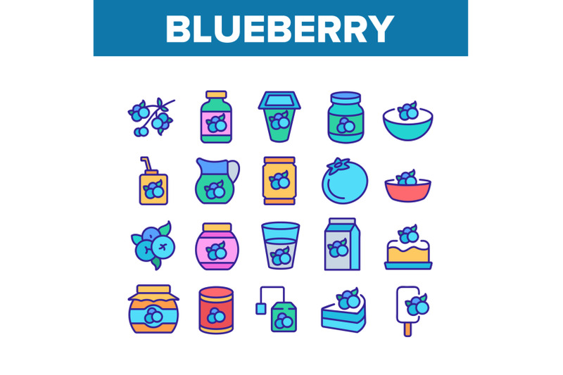 blueberry-berry-food-collection-icons-set-vector