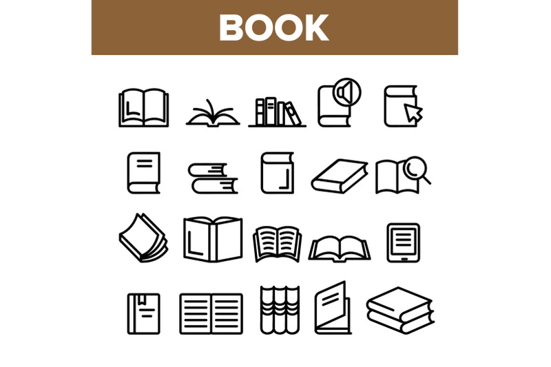 collection-library-book-sign-icons-set-vector