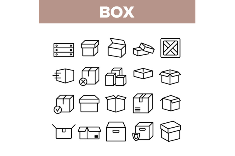 box-carton-package-collection-icons-set-vector