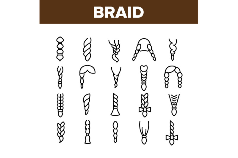 braid-bread-hairstyles-collection-icons-set-vector