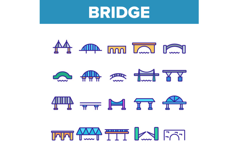 bridge-construction-collection-icons-set-vector