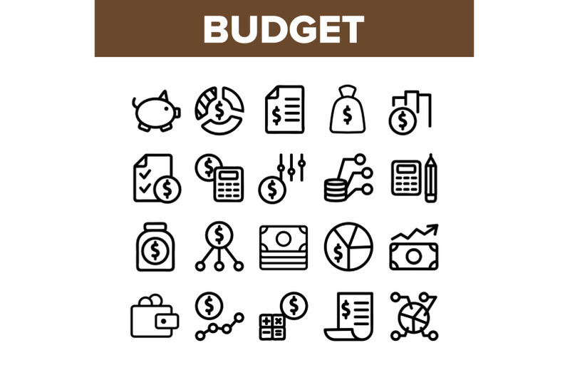 budget-audit-collection-elements-icons-set-vector