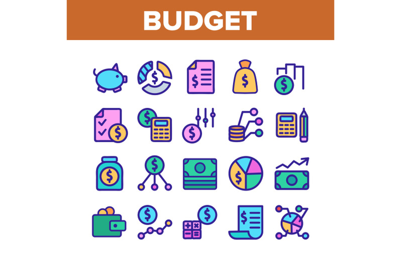 budget-audit-collection-elements-icons-set-vector