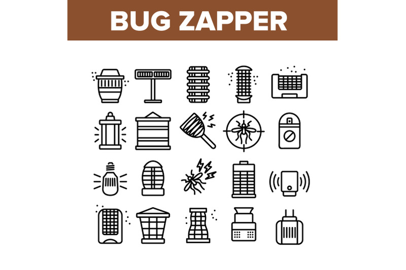 bug-zapper-equipment-collection-icons-set-vector