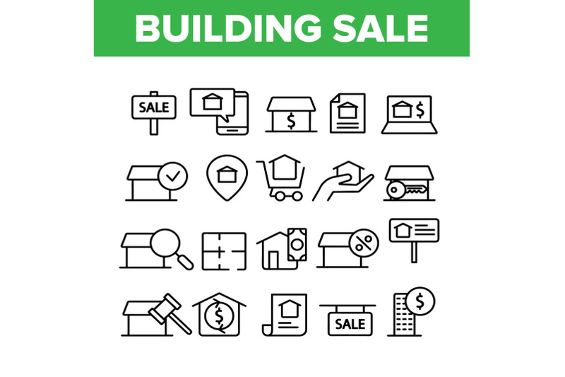 buildings-for-sale-vector-linear-icons-set