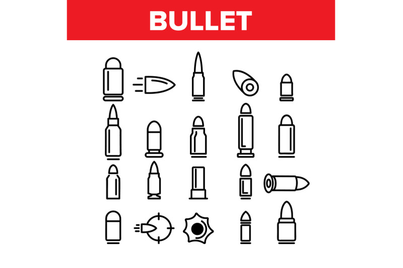 bullet-ammunition-collection-icons-set-vector