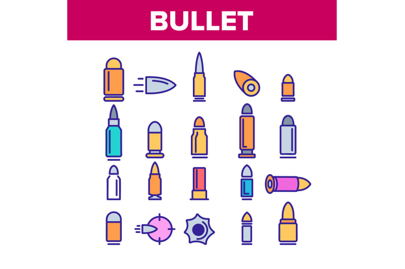 bullet-ammunition-color-icons-set-vector