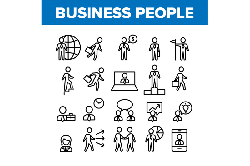 business-people-leader-collection-icons-set-vector