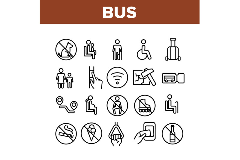 bus-travel-prevent-collection-icons-set-vector