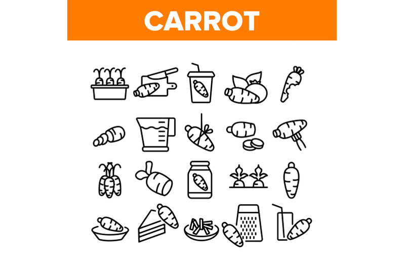 carrot-bio-vegetable-collection-icons-set-vector