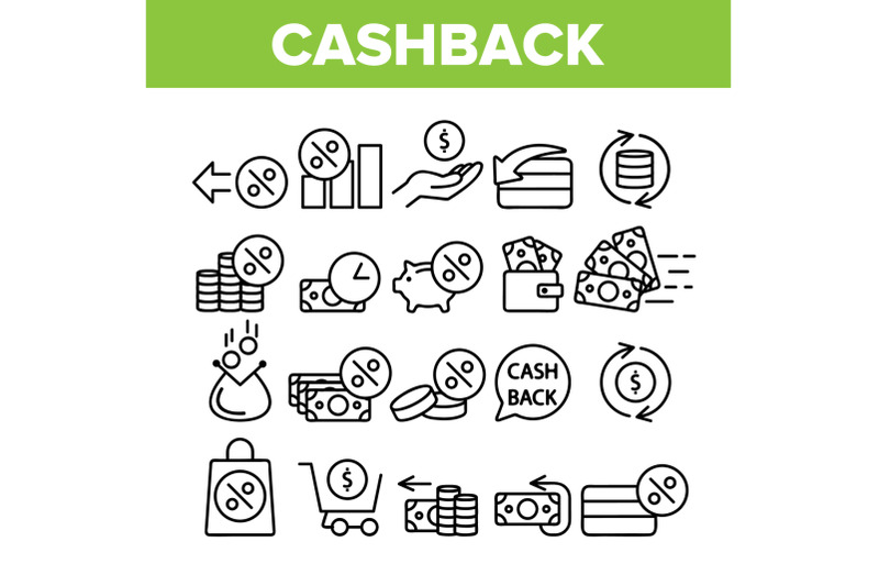 collection-cashback-service-sign-icons-set-vector