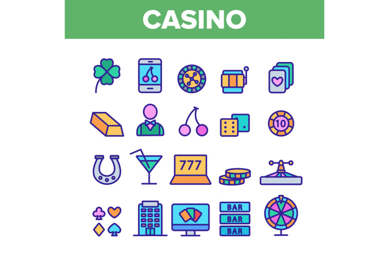 casino-color-play-elements-vector-icons-set