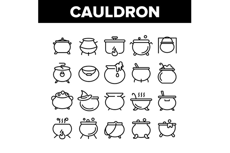 cauldron-collection-elements-icons-set-vector