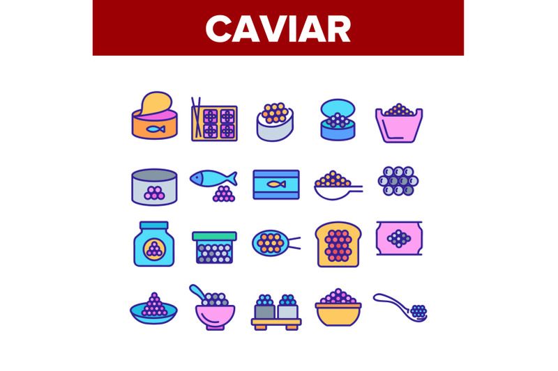 caviar-tasty-seafood-collection-icons-set-vector