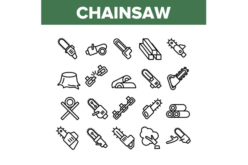 chainsaw-collection-elements-icons-set-vector