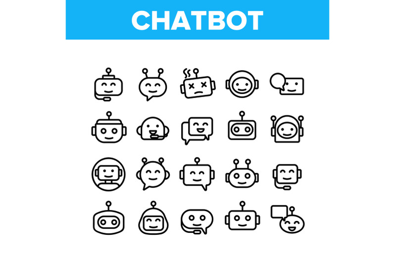 chatbot-robot-collection-elements-icons-set-vector