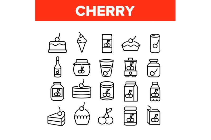 cherry-vitamin-berry-collection-icons-set-vector