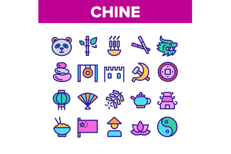 china-collection-nation-elements-icons-set-vector