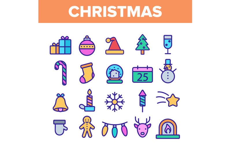 christmas-color-elements-vector-icons-set